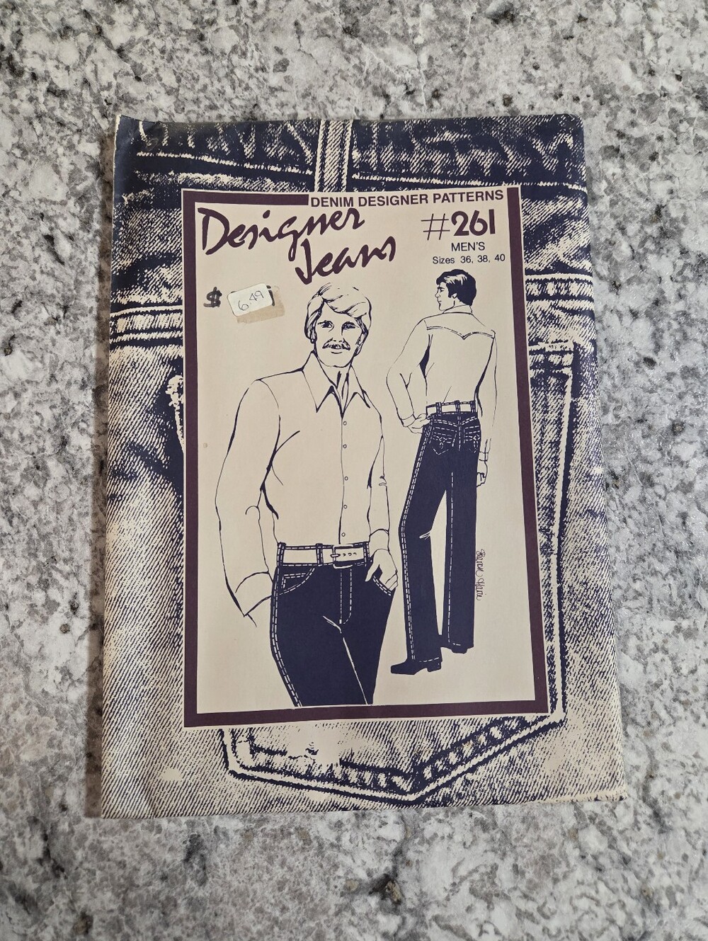 Vintage 80s Sharon Marie Studios #261 Mens Designer Jeans Pattern 36/38/40